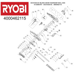 RYOBI OCS1830-OC Brushless Chainsaw Parts Drawing