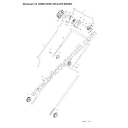 Makita Cordless Lawn Mower AM-3743 Parts Drawing - 2