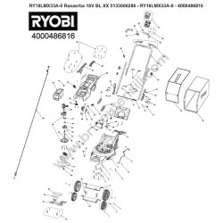RYOBI RY18LMX33A-0 Lawn Mower Parts Drawing