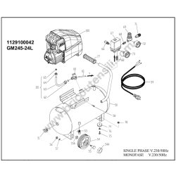 ABAC Parts Diagram for Air Compressor Pole Position L25P GM245