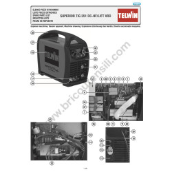 Telwin Parts for Inverter SUPERIOR TIG 251 DC-HF/LIFT VRD Drawing