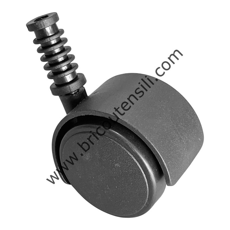 BLACK TWINNED PIVOTING WHEEL D.40 STEEL PIN.