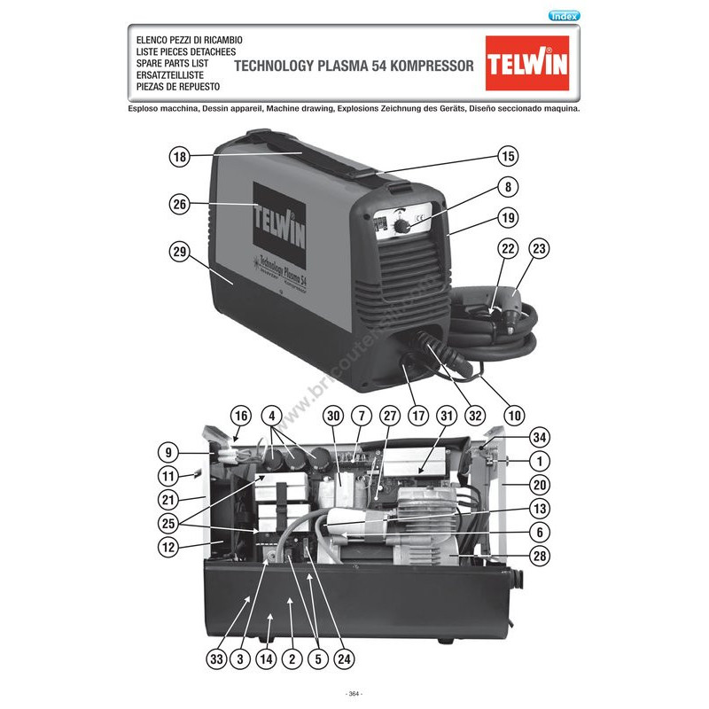 Telwin Esploso TECHNOLOGY PLASMA 54 KOMPRESSOR