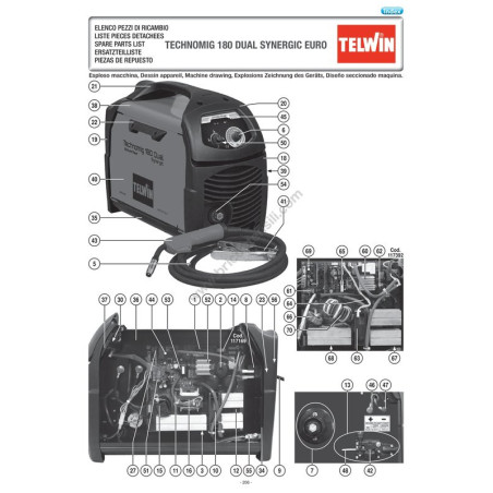 Telwin Esploso TECHNOMIG 180 DUAL SYNERGIC EURO