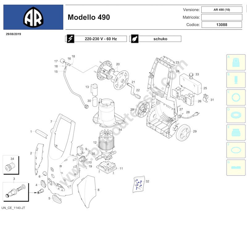 Ricambi per Idropulitrice AR490