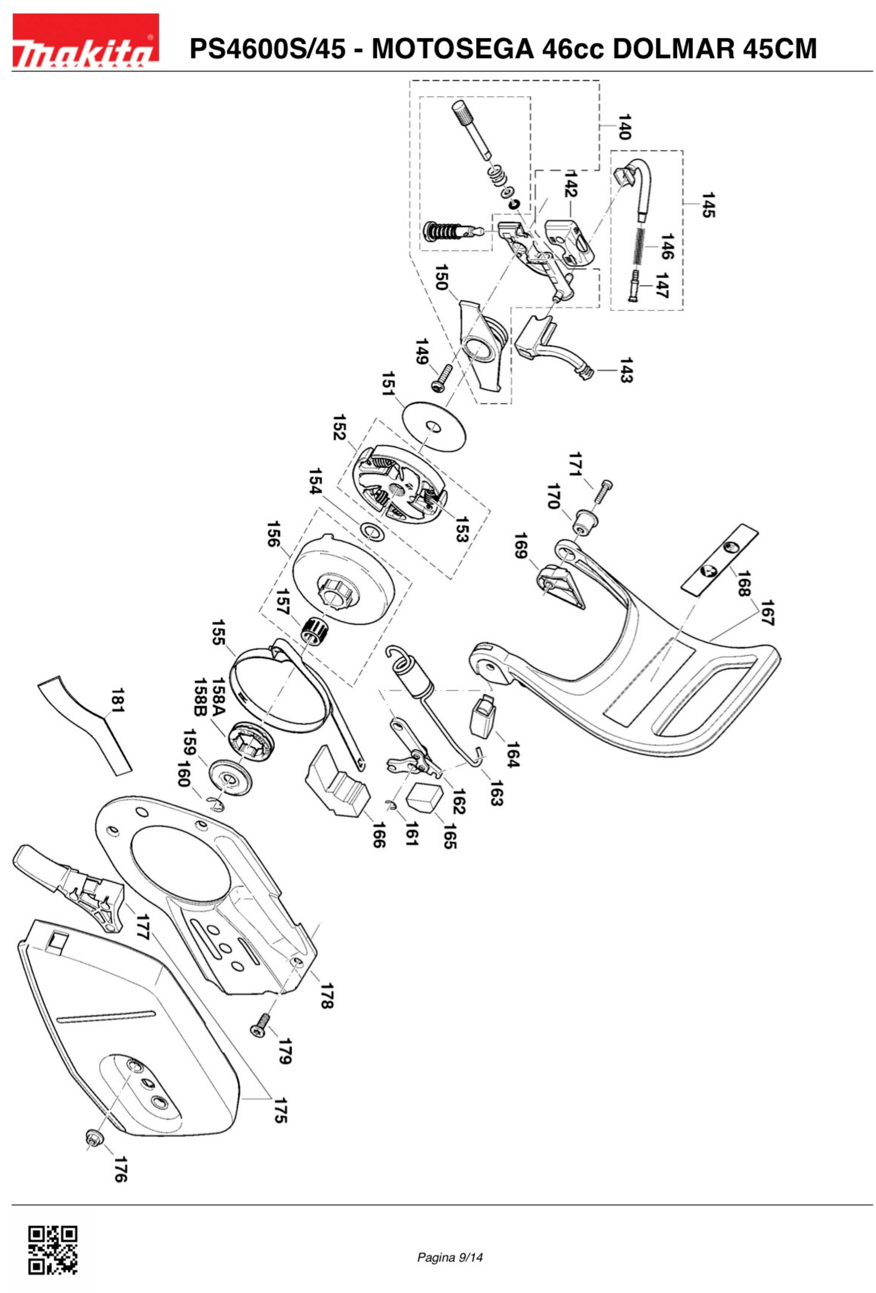 Dolmar Spare Parts for Chainsaw PS4600S/45 - 46cc