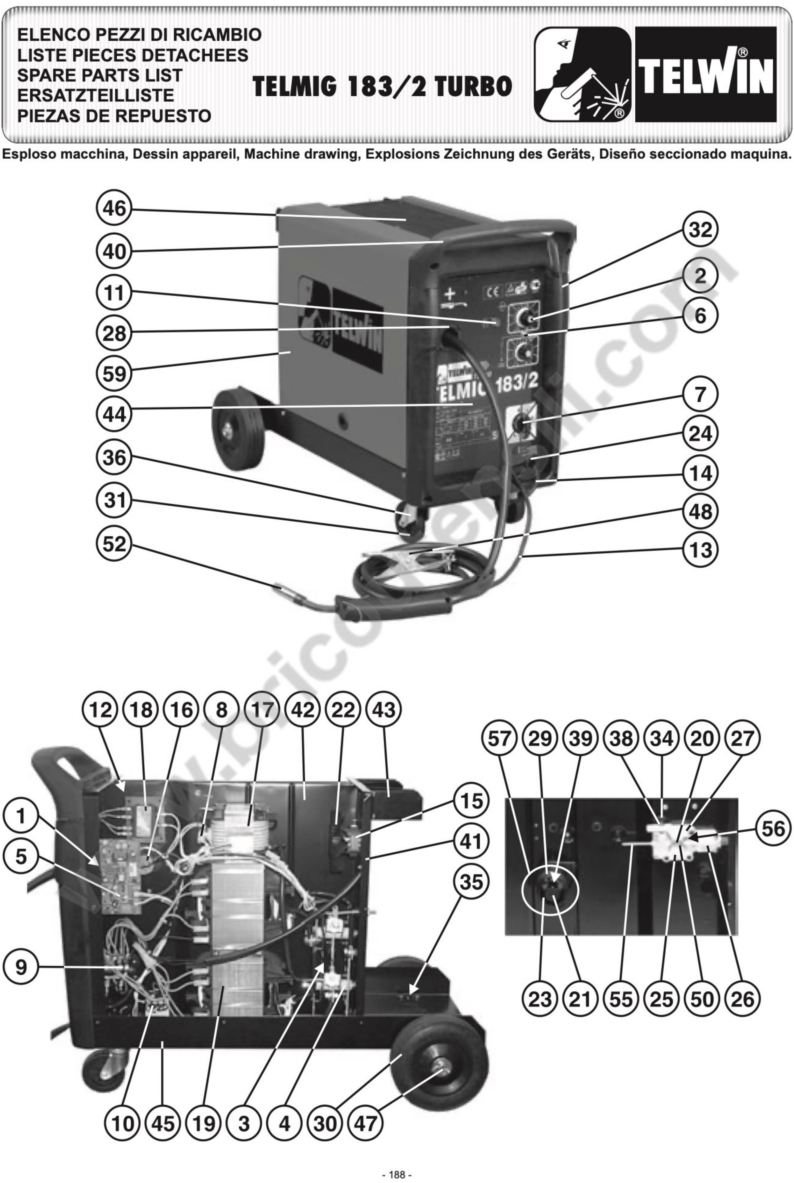 Telwin Spare Parts for Flux Welding Telmig 183/2 Turbo
